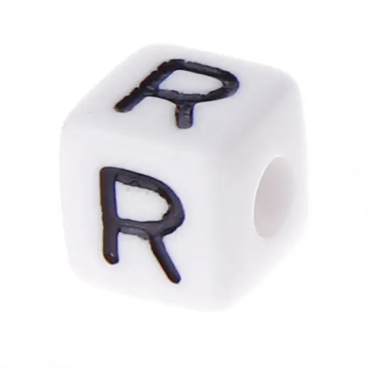 Plastic letter cube 10x10mm white/black - 10 pcs R 216 in stock 