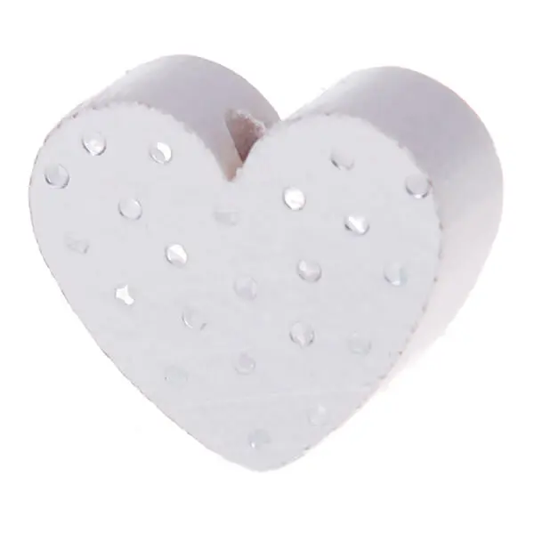 Heart motif bead with glitter dots white 793 in stock 