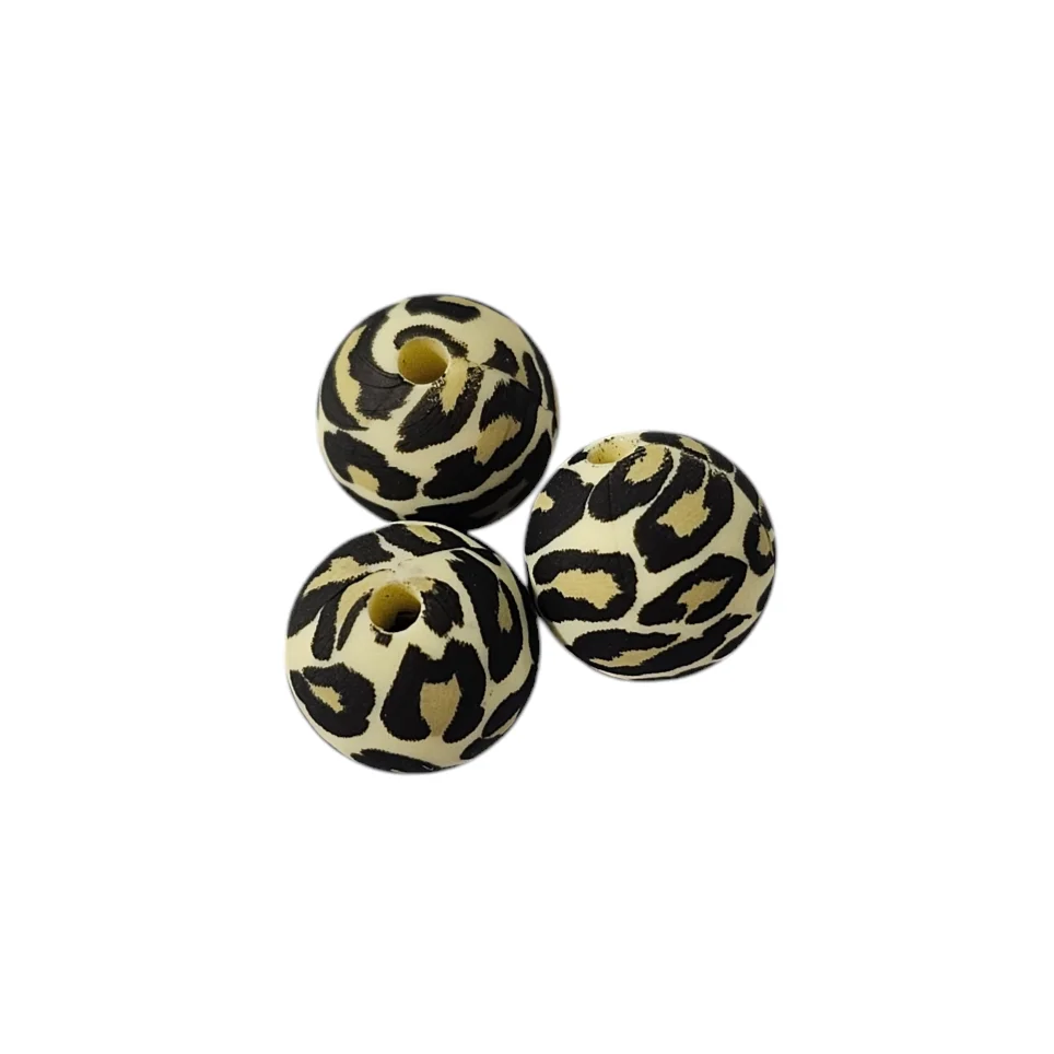 Silicone bead 12mm pattern leopard 27 in stock 