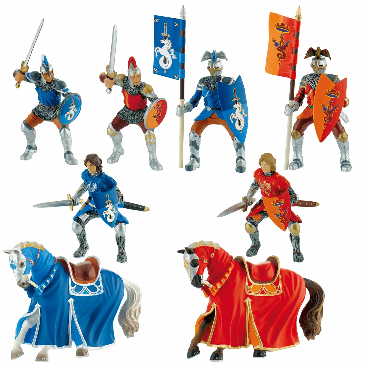 Kavalleriefiguren, Ritter, Schwert, Schild, Pferdefigur, minifiguren, ritter, Rüstung, Schwerter, Flaggen
