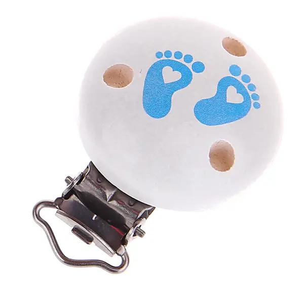 Pacifier clip baby feet white-baby blue 18 in stock 