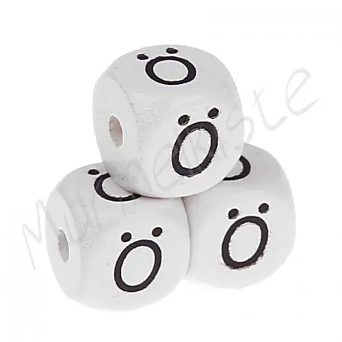 Buchstabenperlen weiß 10x10mm geprägt Ö 408 auf Lager