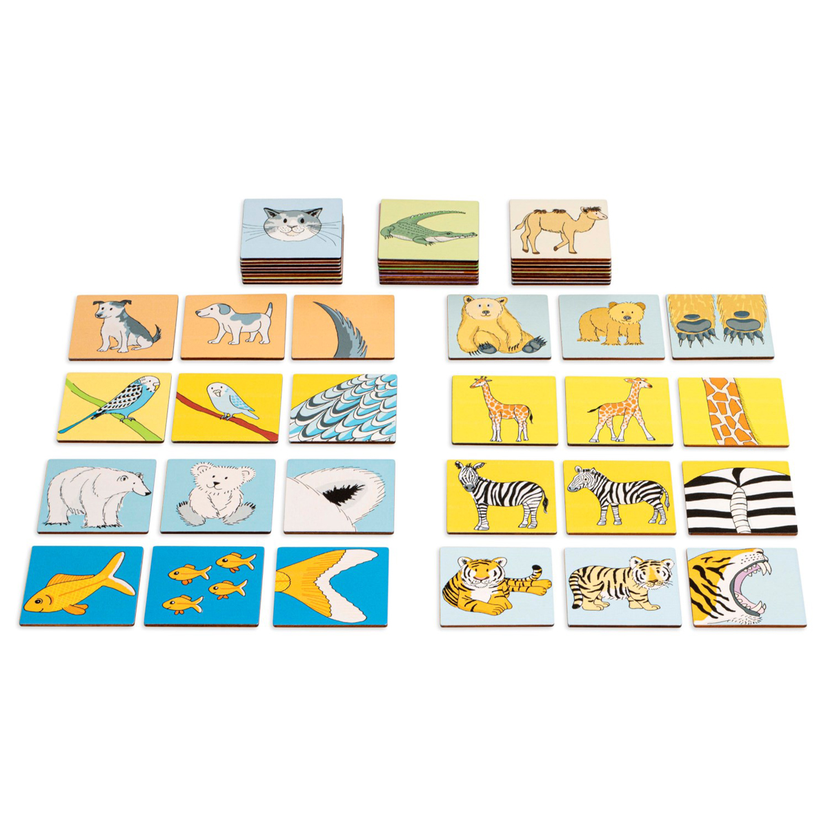 Kinderspielzeug, Tierbilder, bunte Kacheln, Holzspielzeug, Tiermotive