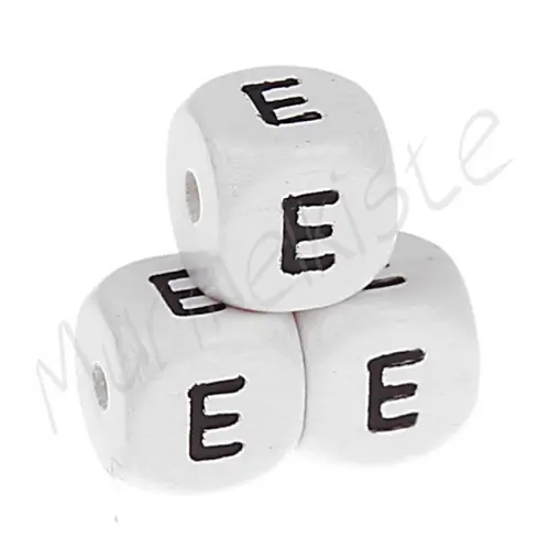 Buchstabenperlen weiß 10x10mm geprägt E 408 auf Lager