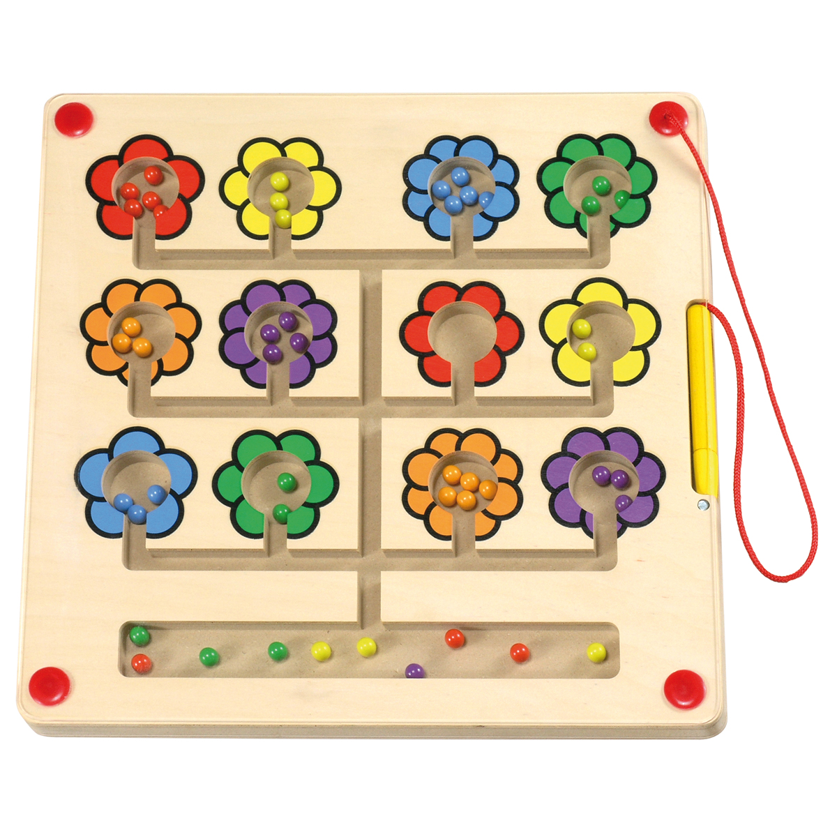 Holzpuzzle, Blumenpuzzle, Sortierpuzzle, Farbenpalletten, Kleinteile, Holz, Blume, Fädeln, Bunte, Perlen