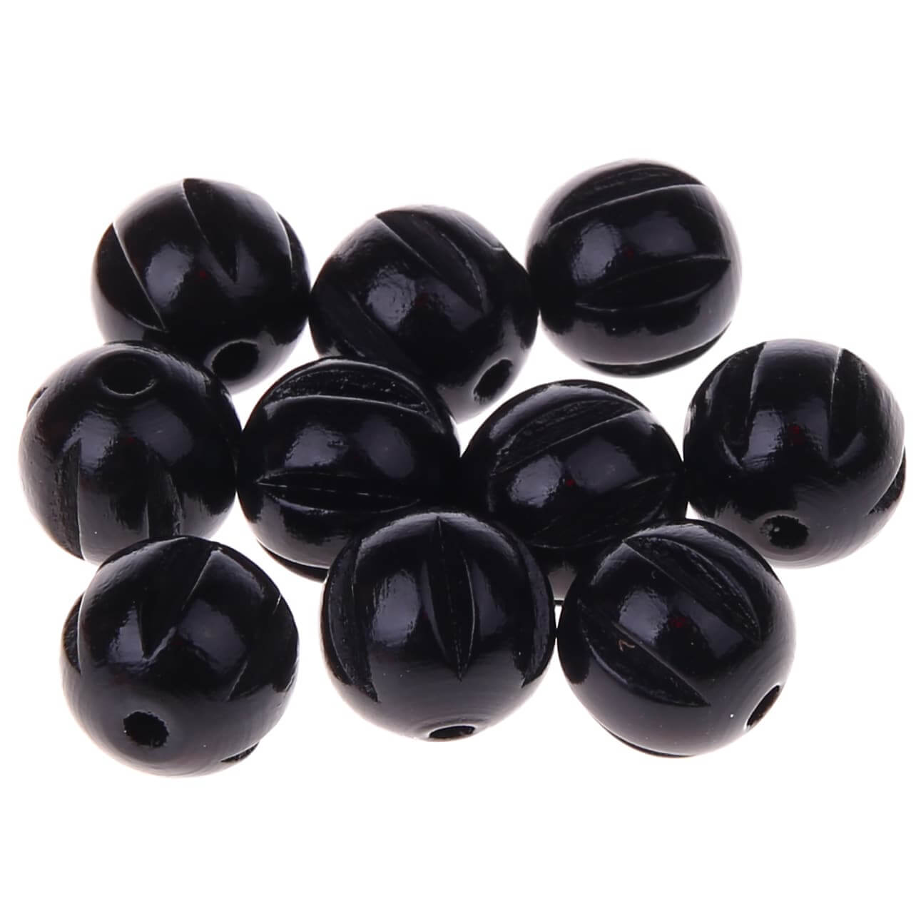 Longitudinal grooved beads 14mm - 10 pieces black 107 in stock 