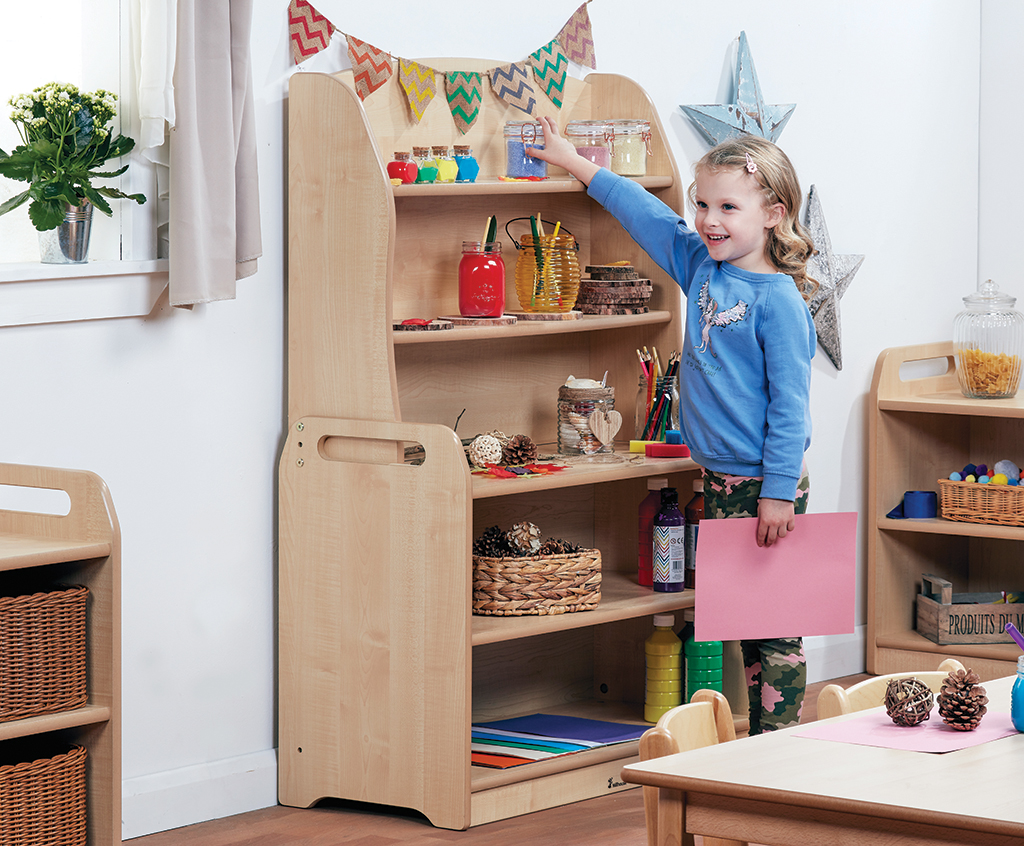 Kinderregal, Küche, Vorratsgläser, Bastelmaterialien, Spielzimmer, Holzregal, Kunst- und Bastelset, Kinderzimmer, Puppenhausregal, Sortierregal