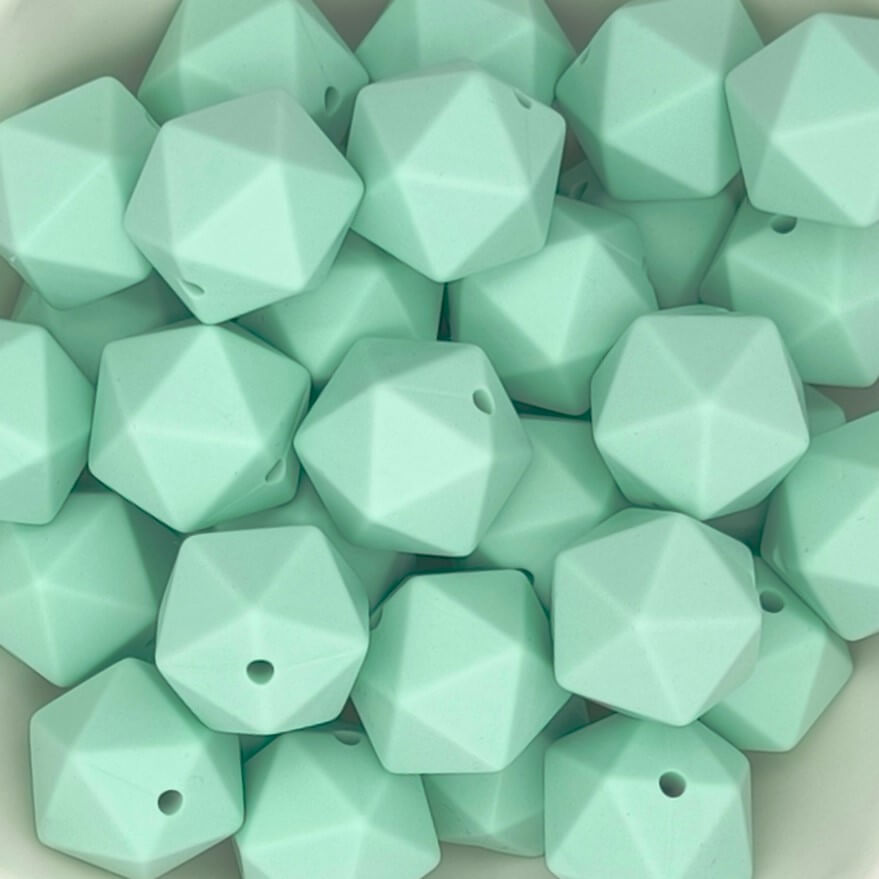 Hexagonperle Silikon 16mm mint 85 auf Lager