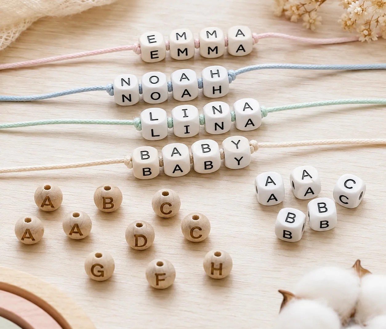 baby, baby-shower, alphabet, perler-beads, bracelets