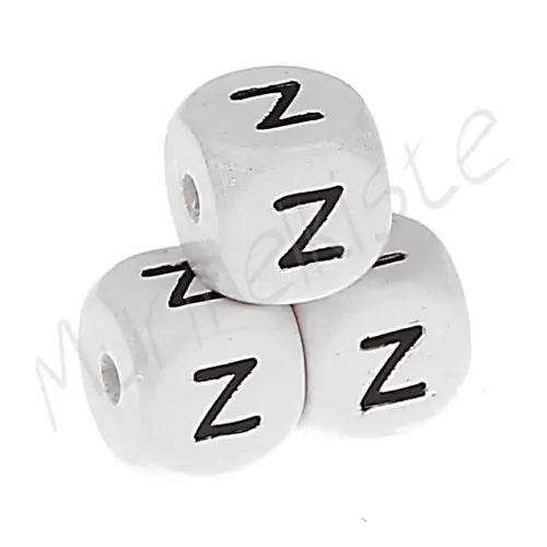 Buchstabenperlen weiß 10x10mm geprägt Z 646 auf Lager