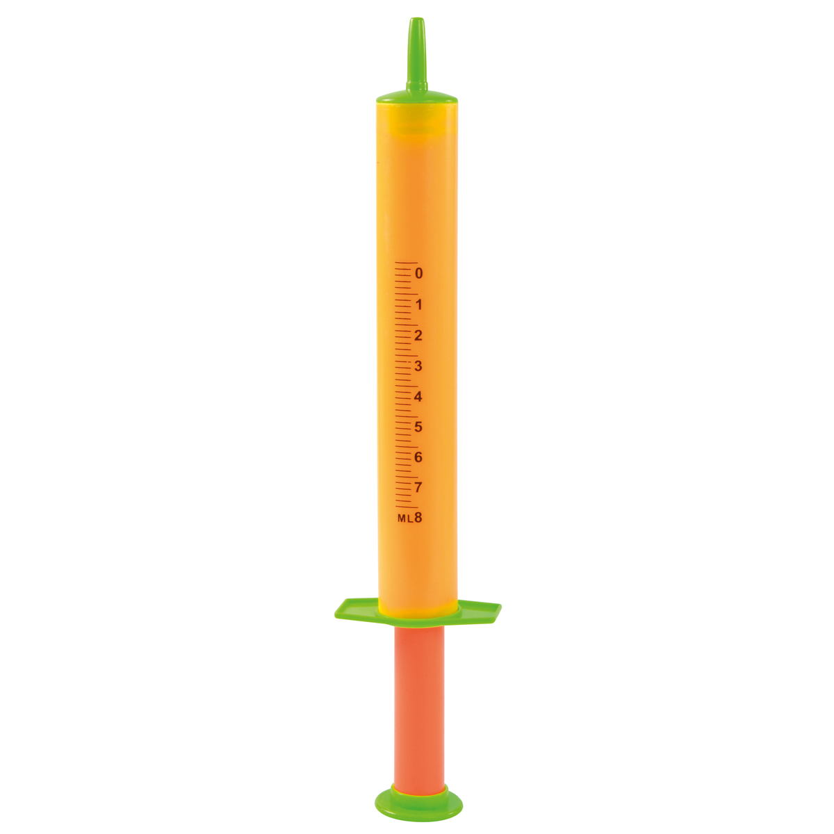 Spritze, Messbecher, Spielzeug, Gelb, Orange, Spritze, Spielzeug, Messskala, Kinderarzt, Kunststoff