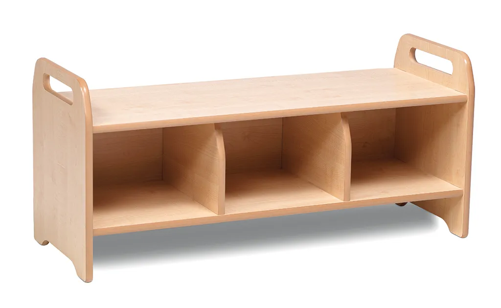 Holzregal, Kinderregal, Unterteilungen, Holzstruktur, Regal mit Fächern, Holzregal, Kreativregal, Vitrine, Kinderbühne, Fachboden
