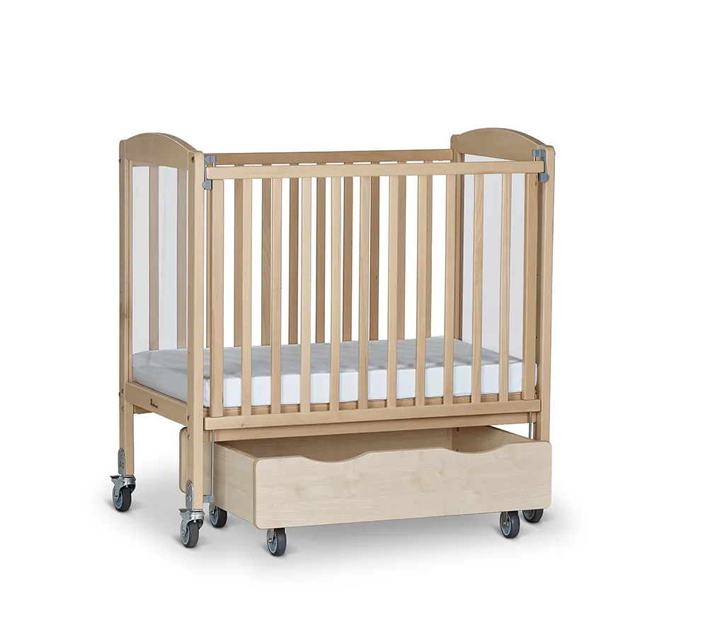 Kinderbett, Babybett, Holzbett, Rollbett, Schublade, Baby-Krabbelbett, Holzrahmen, Drehbare Rollen, Auszieh-Schublade, Matratze inklusive