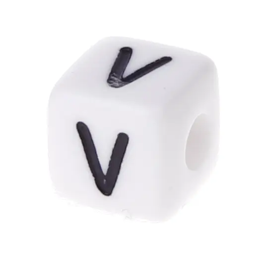 Buchstabenwürfel Kunststoff 10x10mm weiß/schwarz • 10 Stk V 202 auf Lager