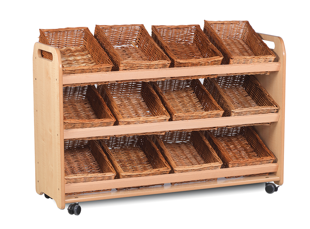 Korbregal, Aufbewahrungskorb, Wäschekorb, Korb-Set, Holzregal, Korbkorbwagen, Korbregal, Körbe aus Weide, Holzregal, Rollwagen mit Rollen