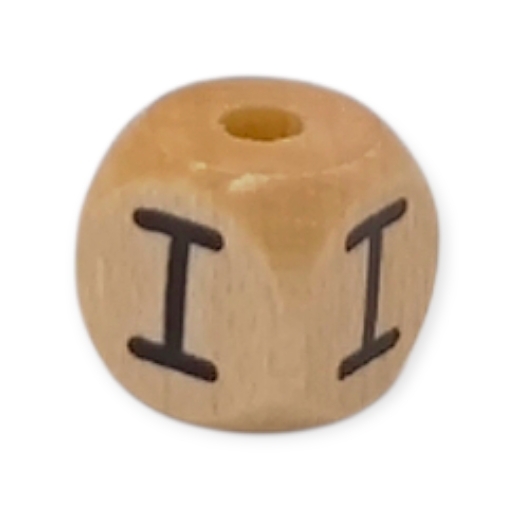 Letter beads letter cube wood embossed 10mm I 490 in stock 