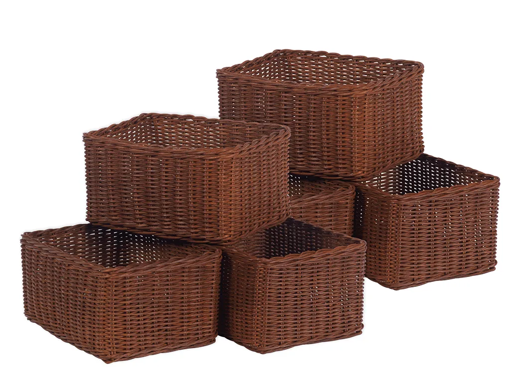 Korbset, Körbe, Rattan, Geflochtener Korb, Aufbewahrungskorb, Auswachskorb, Korbenset, Rattan, braun, aufbewahrung