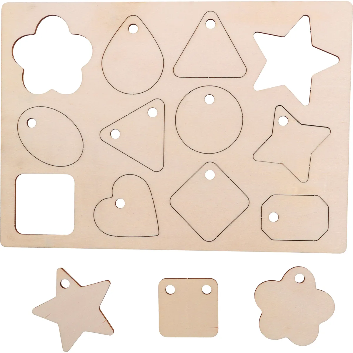 holz, formen, sortieren, sticker, werkzeug, holzspiel, formenpuzzle, haeppchen, schnittmuster, holzlabels