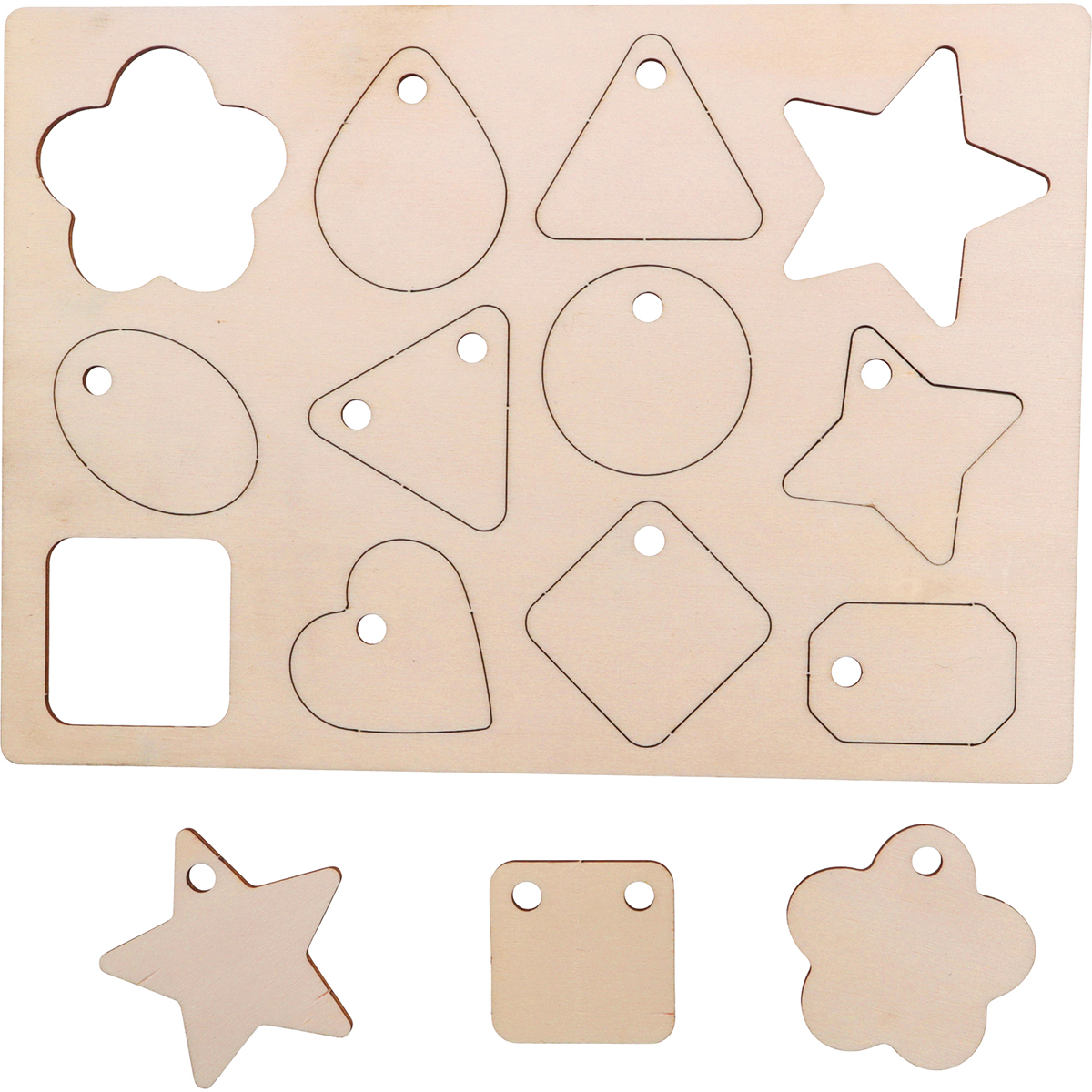 holz, formen, sortieren, sticker, werkzeug, holzspiel, formenpuzzle, haeppchen, schnittmuster, holzlabels