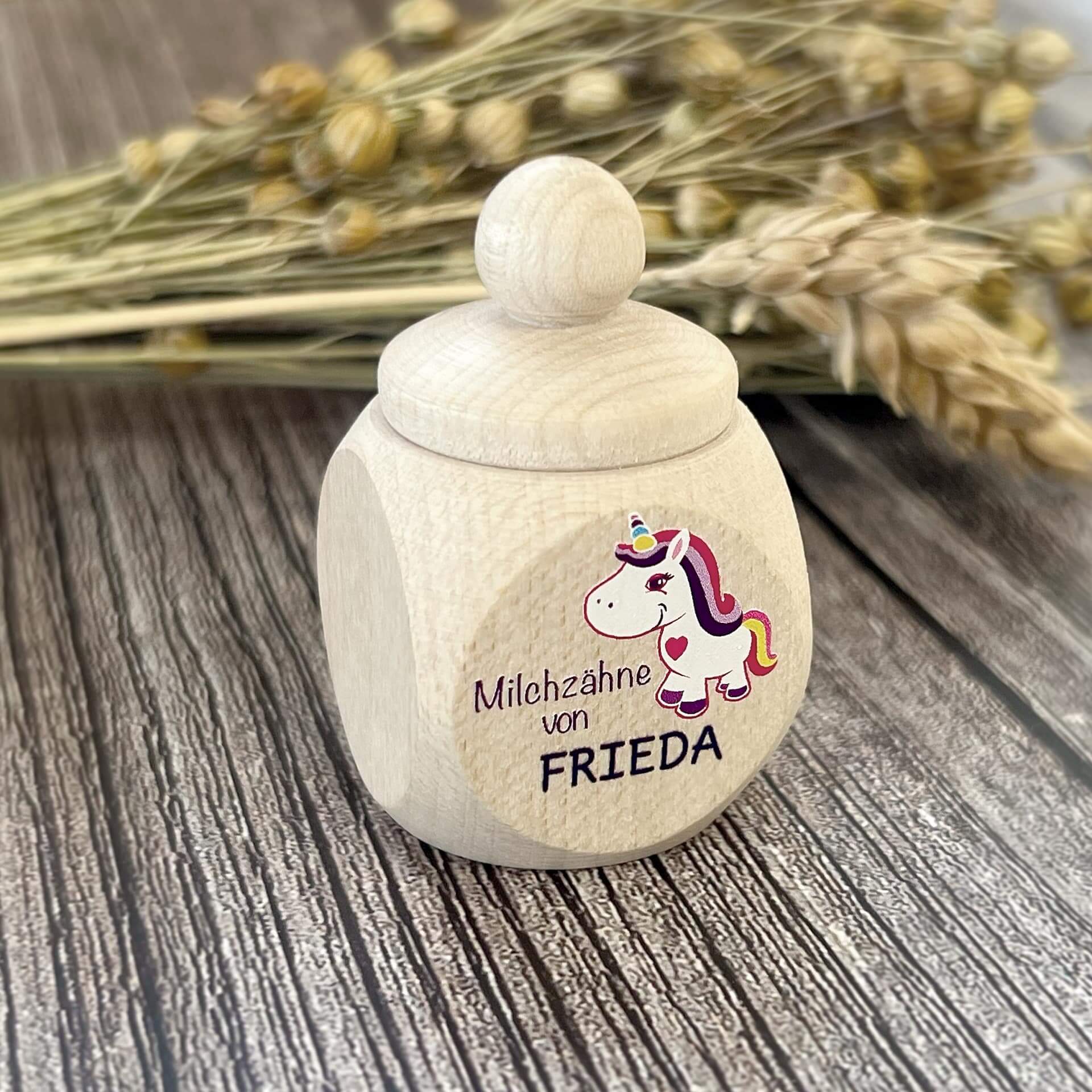 Personalized milk tooth box unicorn with desired name