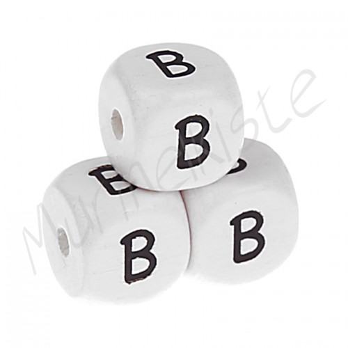 Buchstabenperlen weiß 10x10mm geprägt B 54 auf Lager