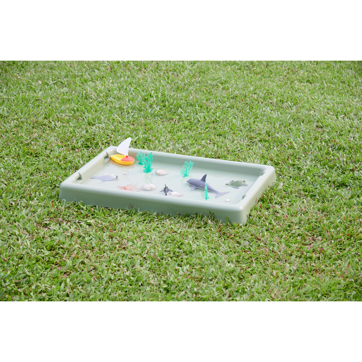 Spielzeug-Teich, Wasserspiel, Schwimmtiere, Spielzeugboot, Miniaturmeer