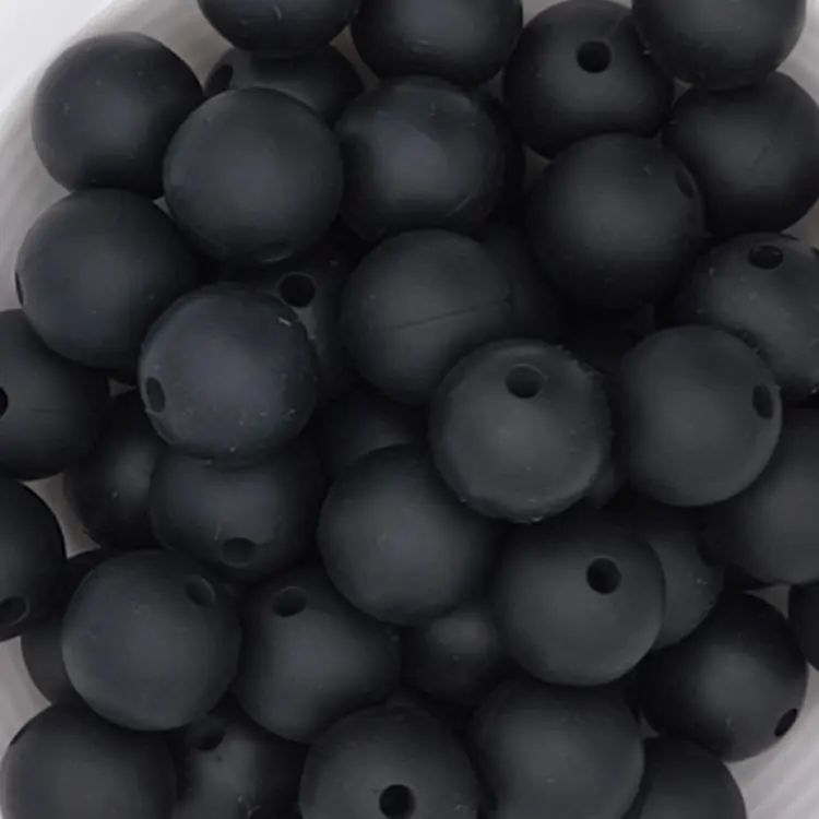 Silikonperle 12mm schwarz 188 auf Lager