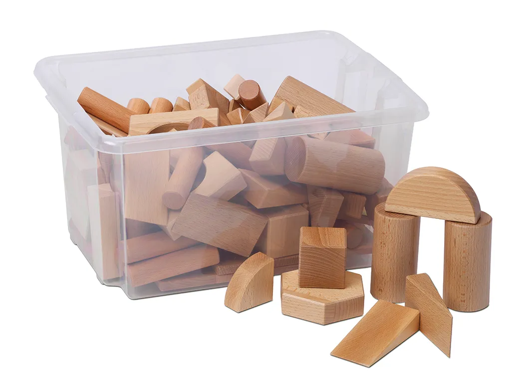 Holzbausteine, Holzspielzeug, Konstruktionssteine, Bausteine-Set, Naturholz, Holzbausteine, Holzspielzeug, Konstruktionsstein, Naturholz, Bausteine-Kiste