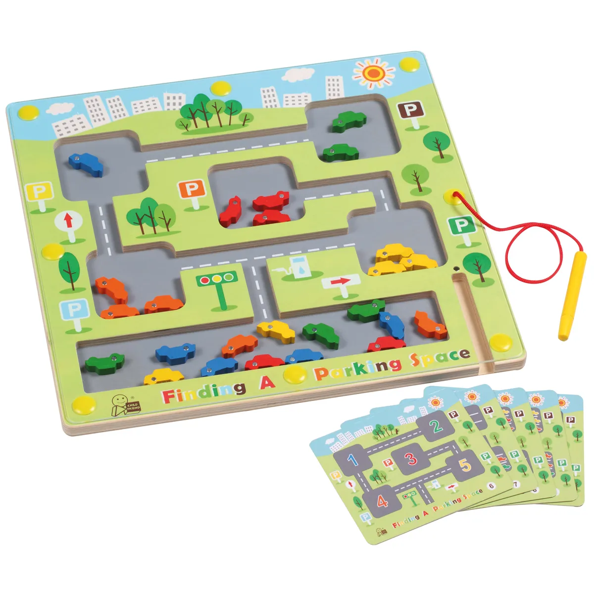 Kinderpuzzle, Parkplatz, Parking Space, Holzspielzeug, Lernspiel, Holzspielzeug, Parkplatz, Lernspiel, Puzzlespiel, Spielkarten