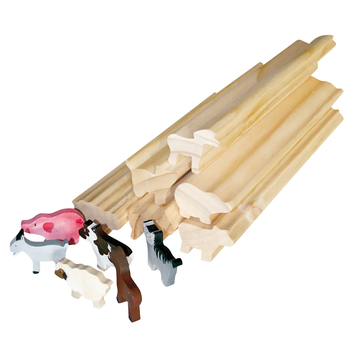 Holzpuzzle, Tierfiguren, Tierwald, Holzklötze, Puzzleteile, Holzstämme, Tierfigurenset, Holzspielzeug, Naturholz, Schwedenholz