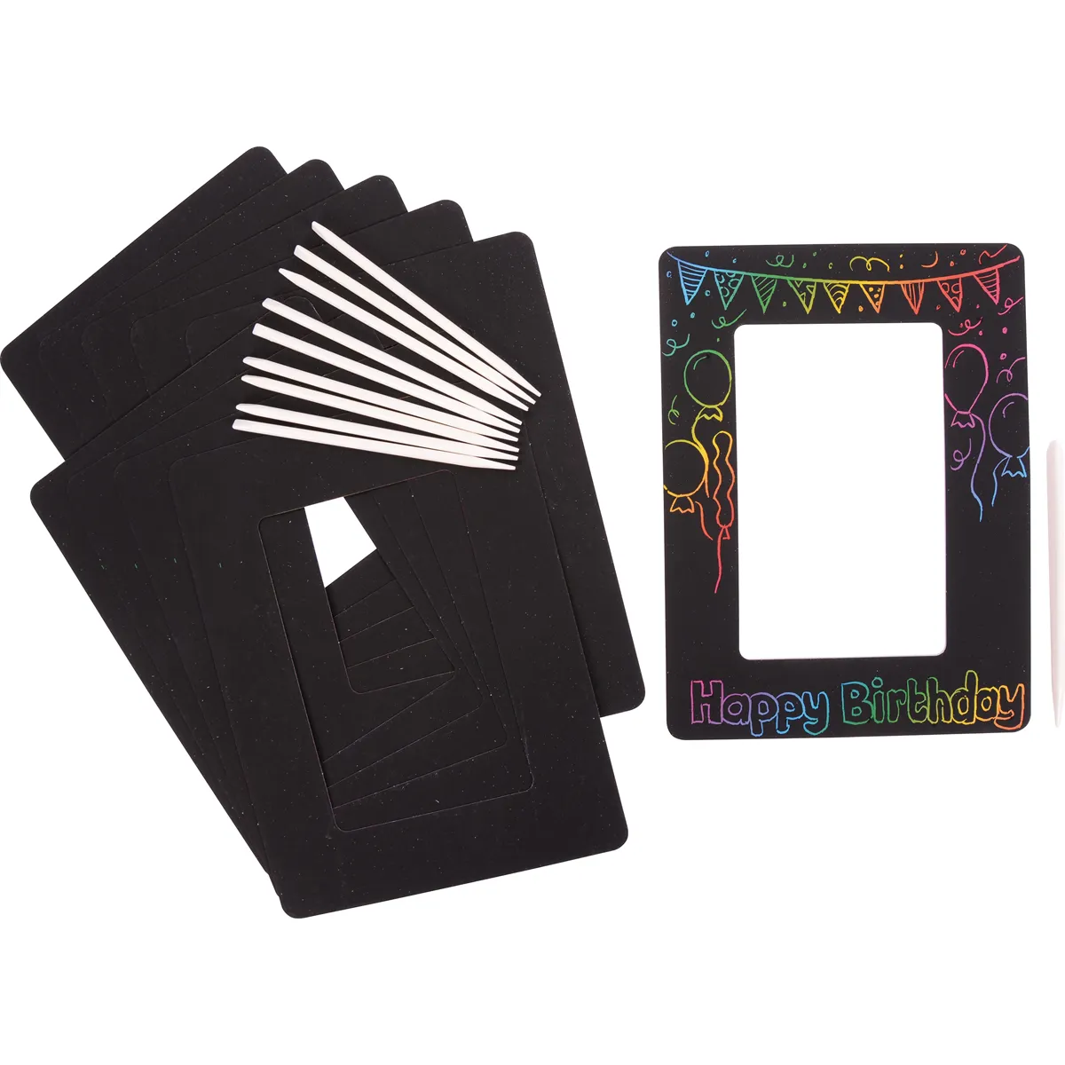 Schwarz, Kartenrahmen, Kartenhalter, Geburtstag, Bunt, schwarze Karteikarten, Karten, Birthday-Set, Strohhalm-Set, Decorative Rahmen