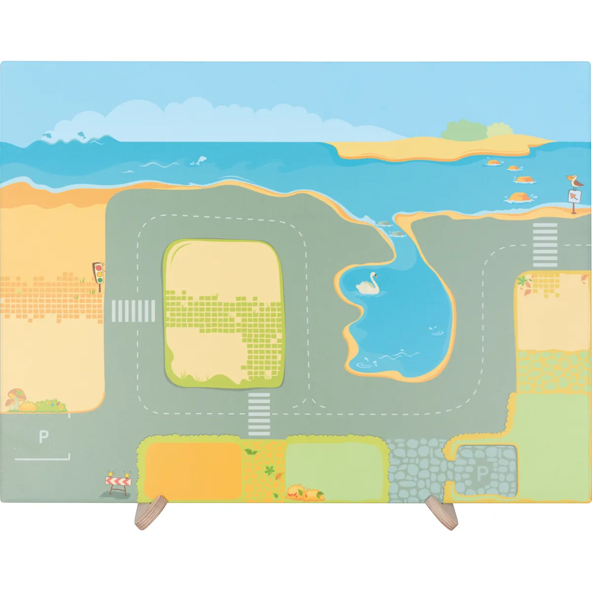 play mat, Insel-Design, Meeransicht, bunte Muster, puzzle mat, Kinderspielmatte, Parkplatz-Motiv, Sandfarben, Meer-Lagune, Straße-Motiv