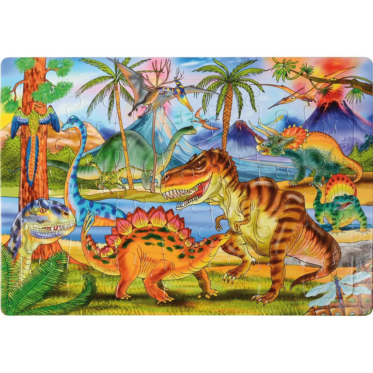 Dinosaurier-Puzzle, Jurassic-Patz, Dinosaurierwelt, Landschaftspuzzle, Kinderspielzeug, puzzle, dinosaurs, prehistorischer spielplatz, kinder puzzle, dinosaurier spielzeug