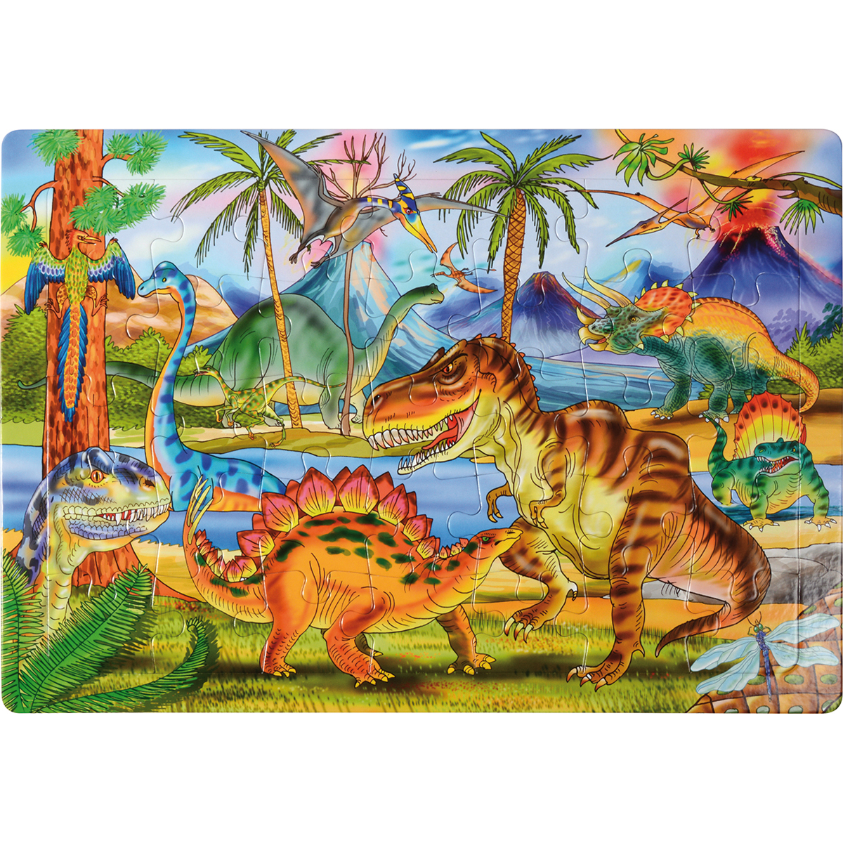 Dinosaurier-Puzzle, Jurassic-Patz, Dinosaurierwelt, Landschaftspuzzle, Kinderspielzeug, puzzle, dinosaurs, prehistorischer spielplatz, kinder puzzle, dinosaurier spielzeug