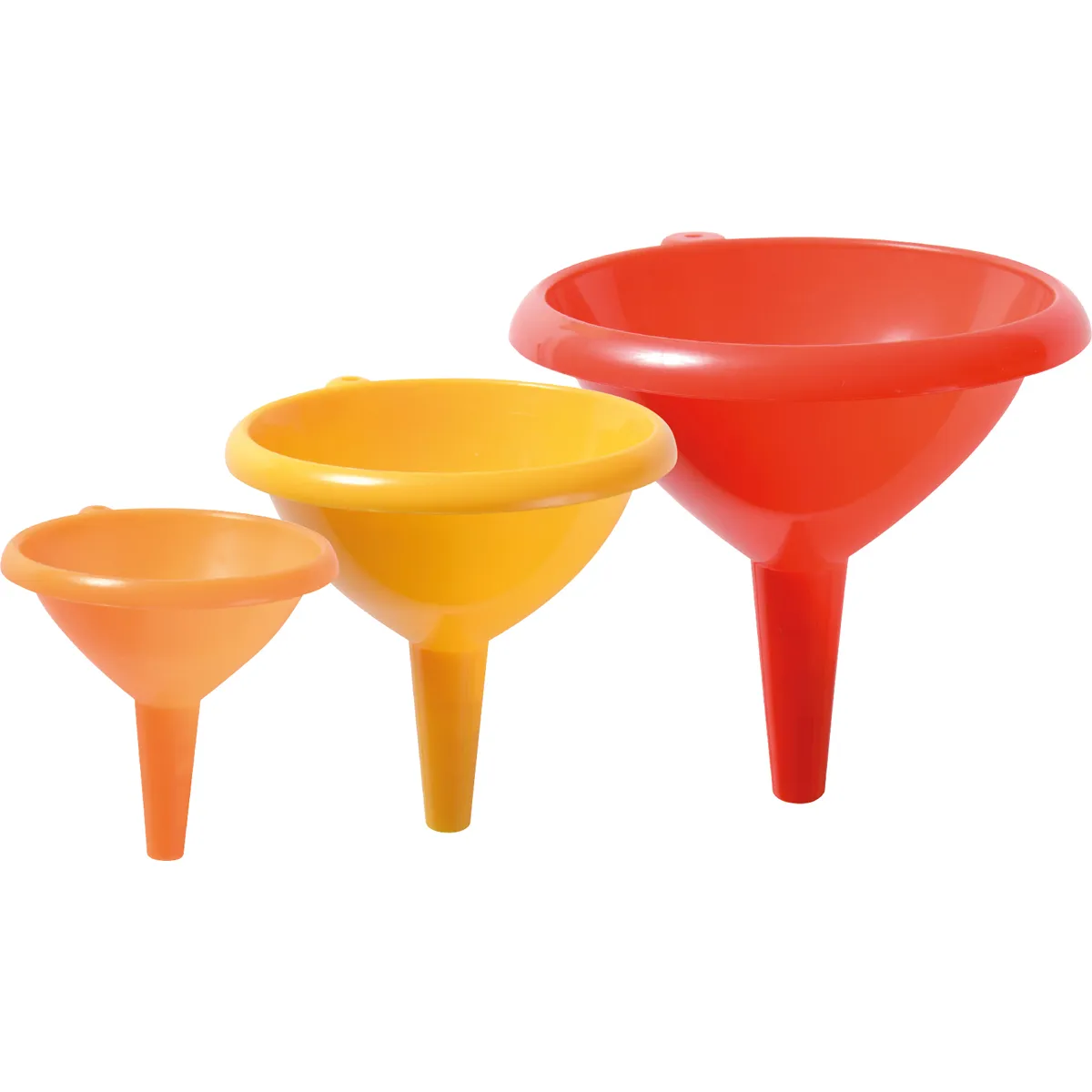 Trichter, Schlauchtrichter, Set, Kunststoff, mehrfarbig, Kunststoff, Trichter, Set aus drei, orange, rot