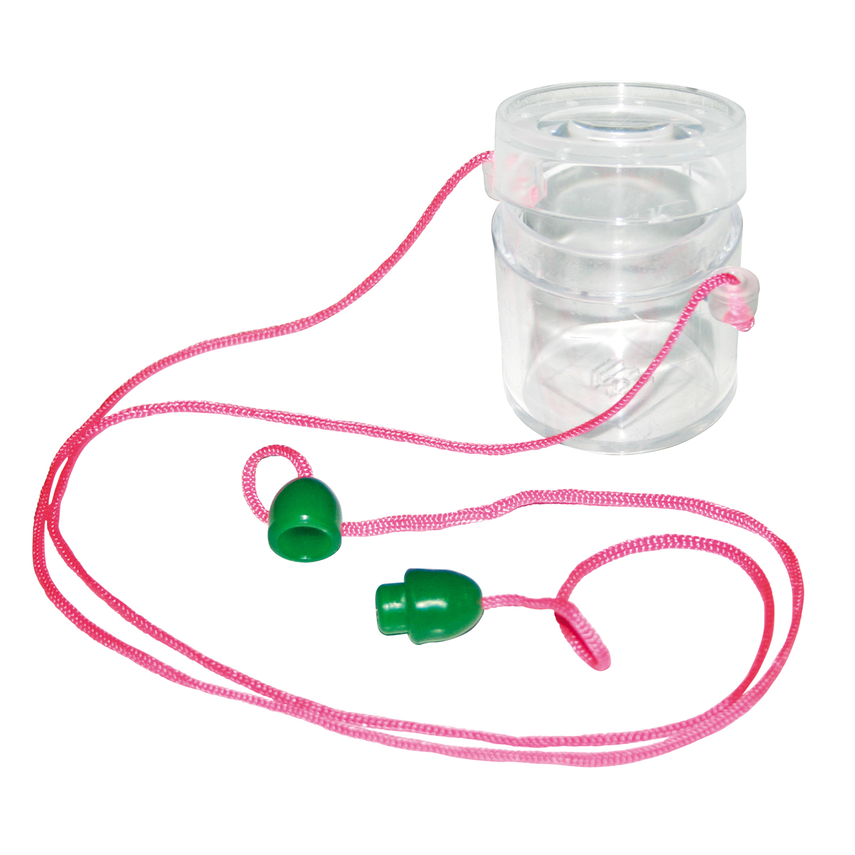 ohrstöpsel, grüne stecker, pinkes seil, reisezubehör, schnur