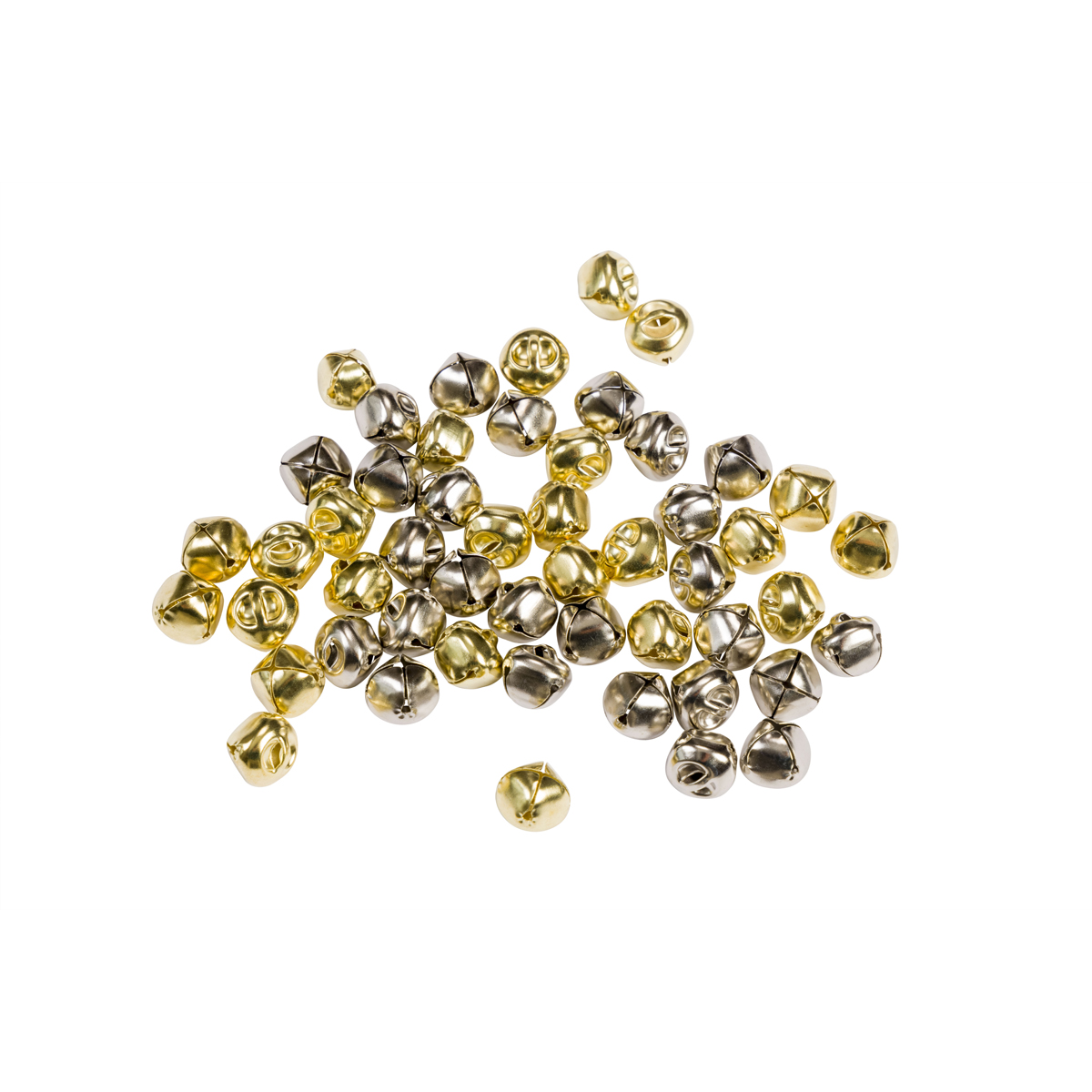 Jingle Bells, Perlenfädeln, Schmuckzubehör, goldfarben, silberfarben, Gussperle, Jingle Bells, Gold, Silber, Miniaturkugeln