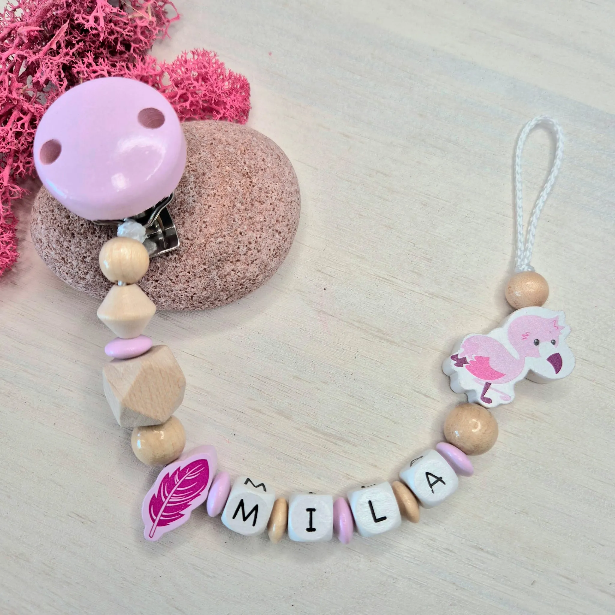 Bastelset Schnullerkette Flamingo Rosa