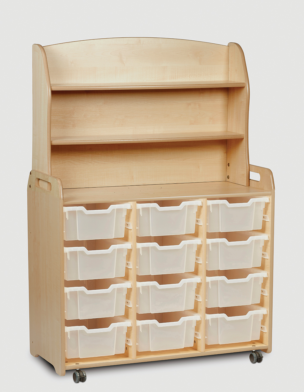 Kinderservierwagen, Aufbewahrung, Holz, Rollwagen, Schubladenstoffbehälter, Holzregal, Rollregal, Aufbewahrung, Schubladeneinsatz, mobiler Schrank