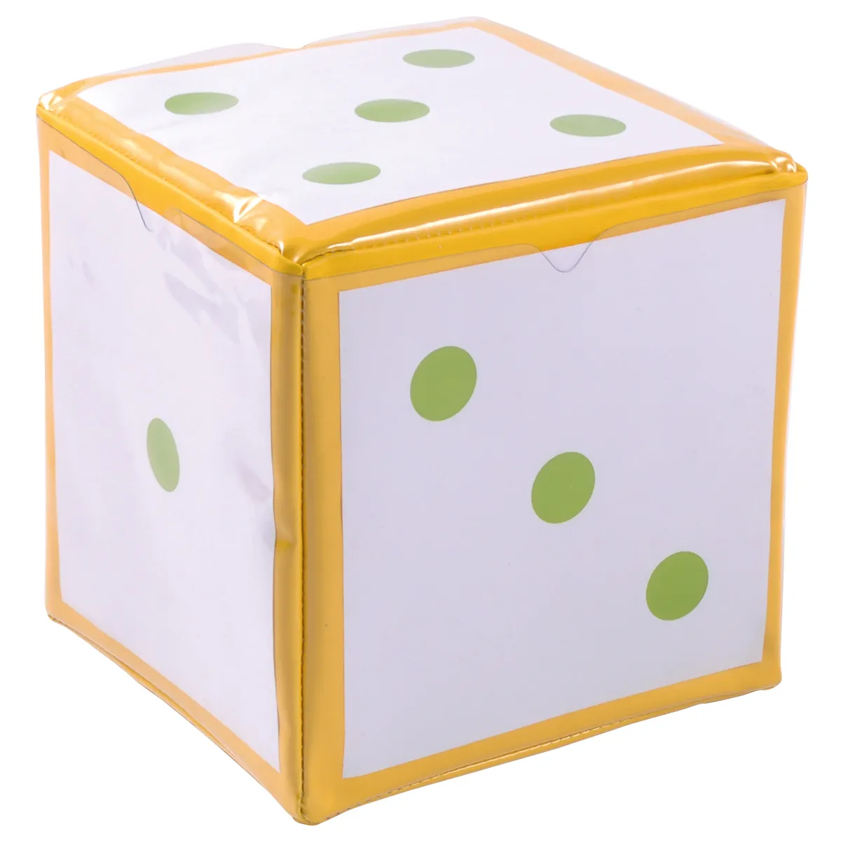 würfel, Würfelspielzeug, Pappwürfel, gelb-weiß, grüner punkt, würfel, spielerwürfel, würfelförmig, dice cube, kartonwürfel