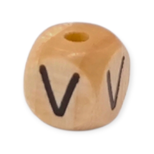 Letter beads letter cube wood embossed 10mm V 245 in stock 