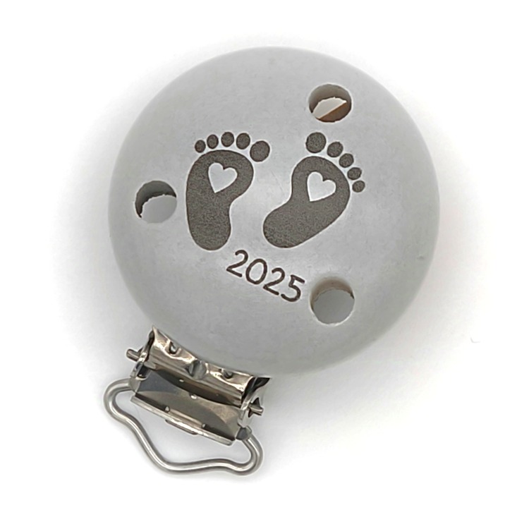 Pacifier clip baby feet 2025 light gray 3 in stock 