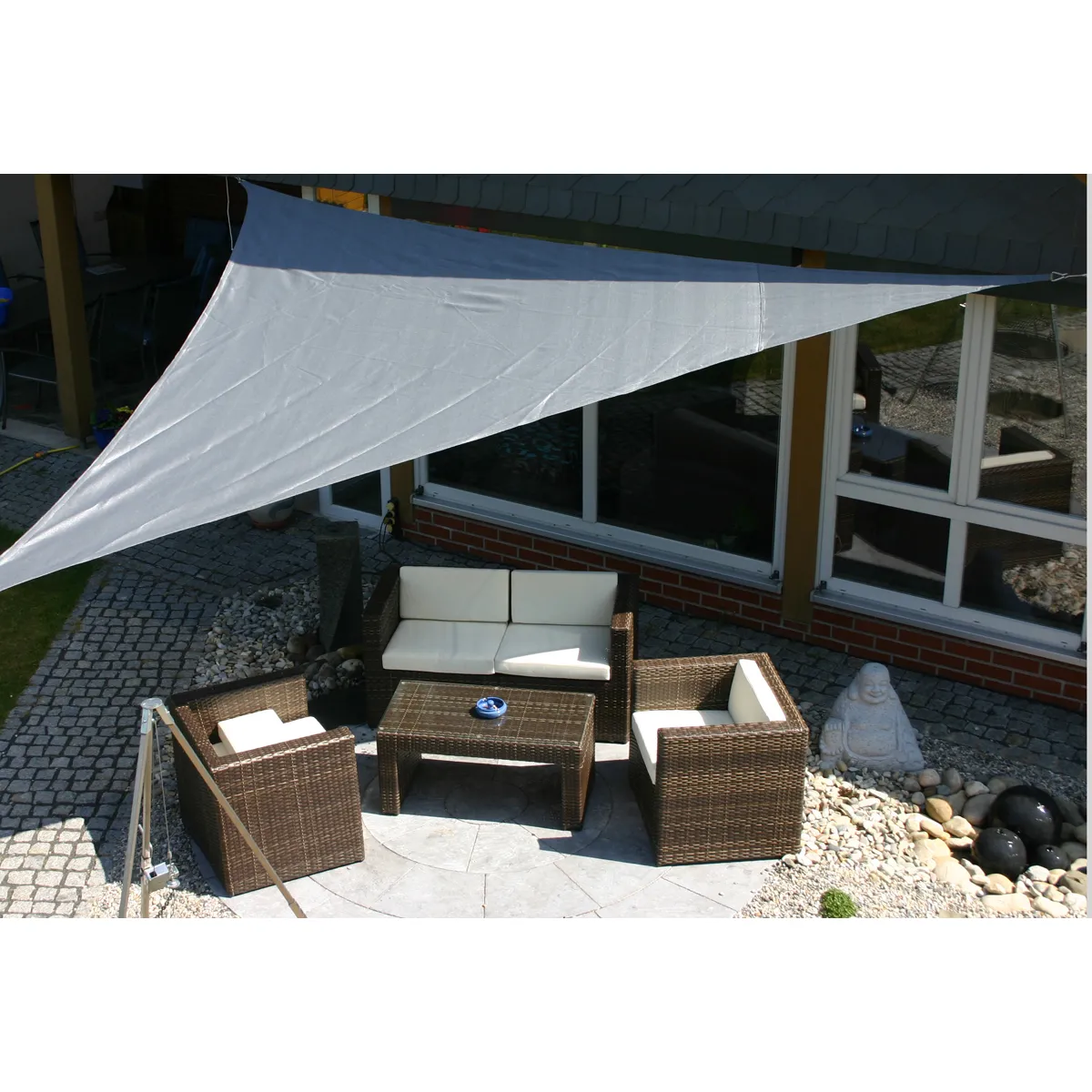 Sonnensegel, Terrassenmöbel, Sofa-Satz, Gartenstuhl, Schattenspender, Sonnensegel, Terrassenset, Kunststoffrattan, Gartenmöbel, Sessel mit Polster