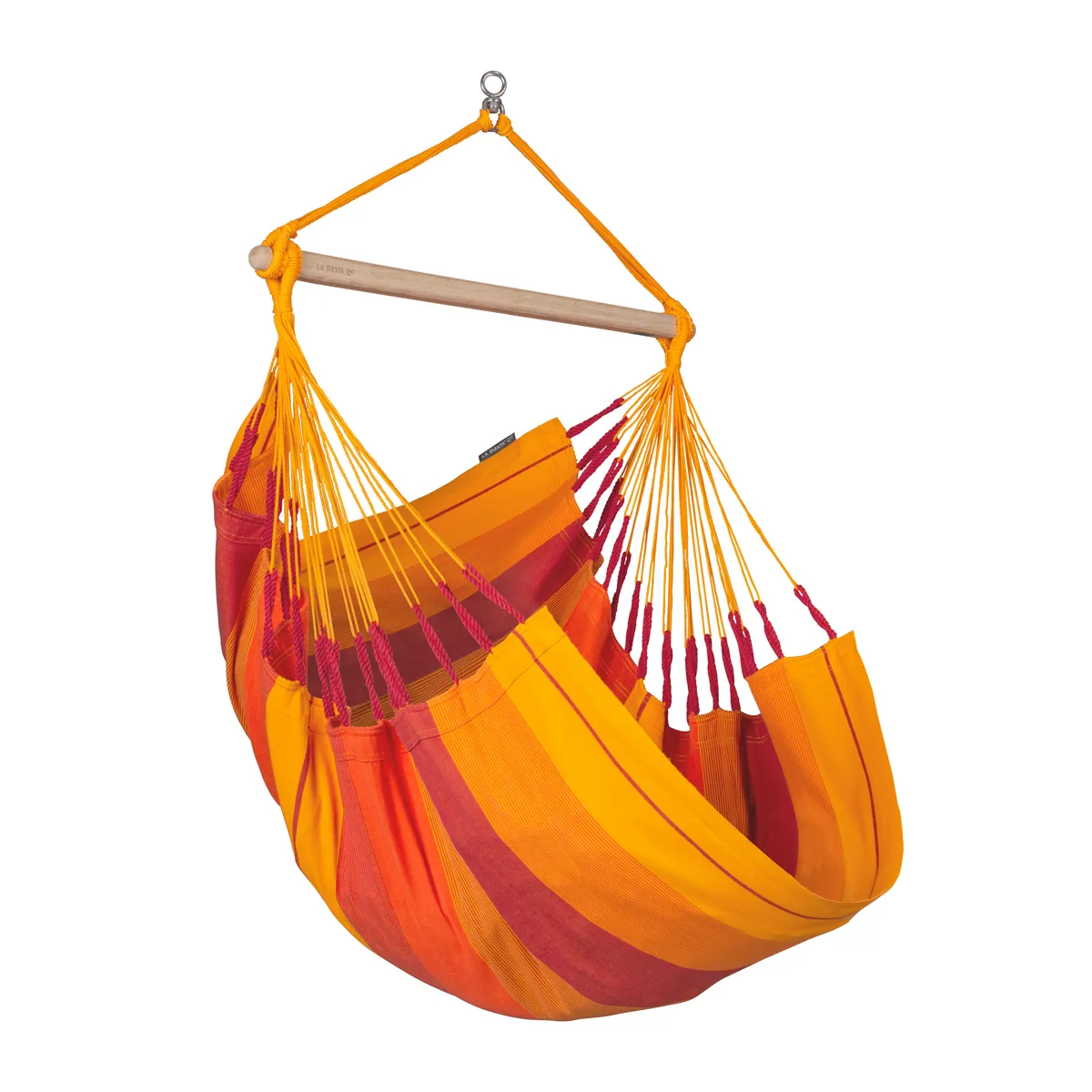 Hängematte, Hängemattenstuhl, Tragekorb, mehrfarbig, Nylon/ Polyester, hängematte, hängekorb, orange, streifen, holz