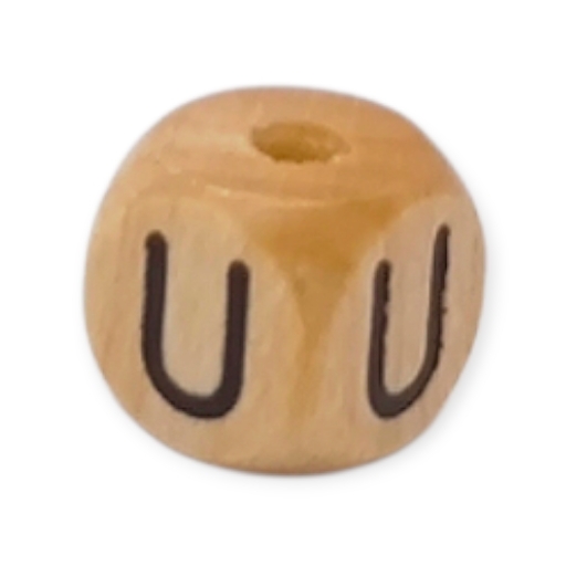 Letter beads letter cube wood embossed 10mm U 245 in stock 
