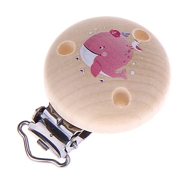 Pacifier clip whale pink 49 in stock 