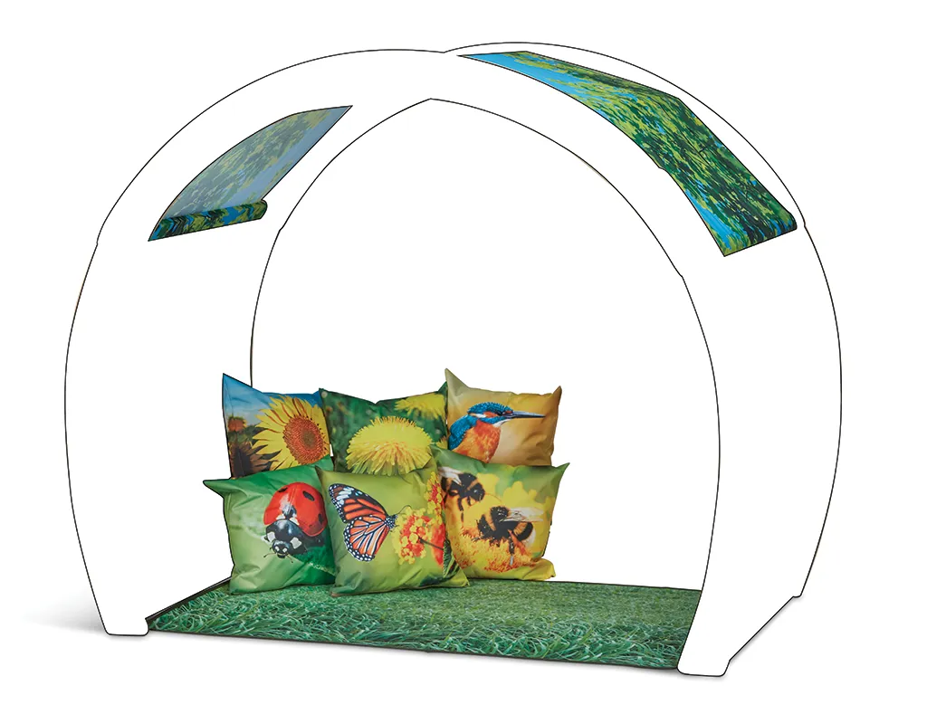 Sesselzelt, Gartenpavillon, Kissen-Set, Dschungel-Print, Grasboden, Sonnenblumenkissen, Kissenbezug, Vögel-Design, Garten-Set, Kissen-Grundausstattung
