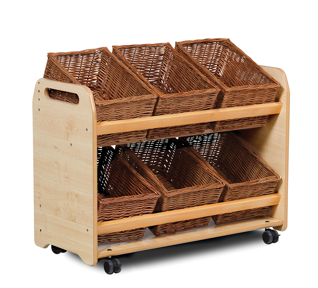 Brotkörbe, Wicker Basket, Korbwagen, Holzrahmen, Rollwagen, Wäschekorb, Korbwagen, Rattankorb, Holzgestell, Rollwagen