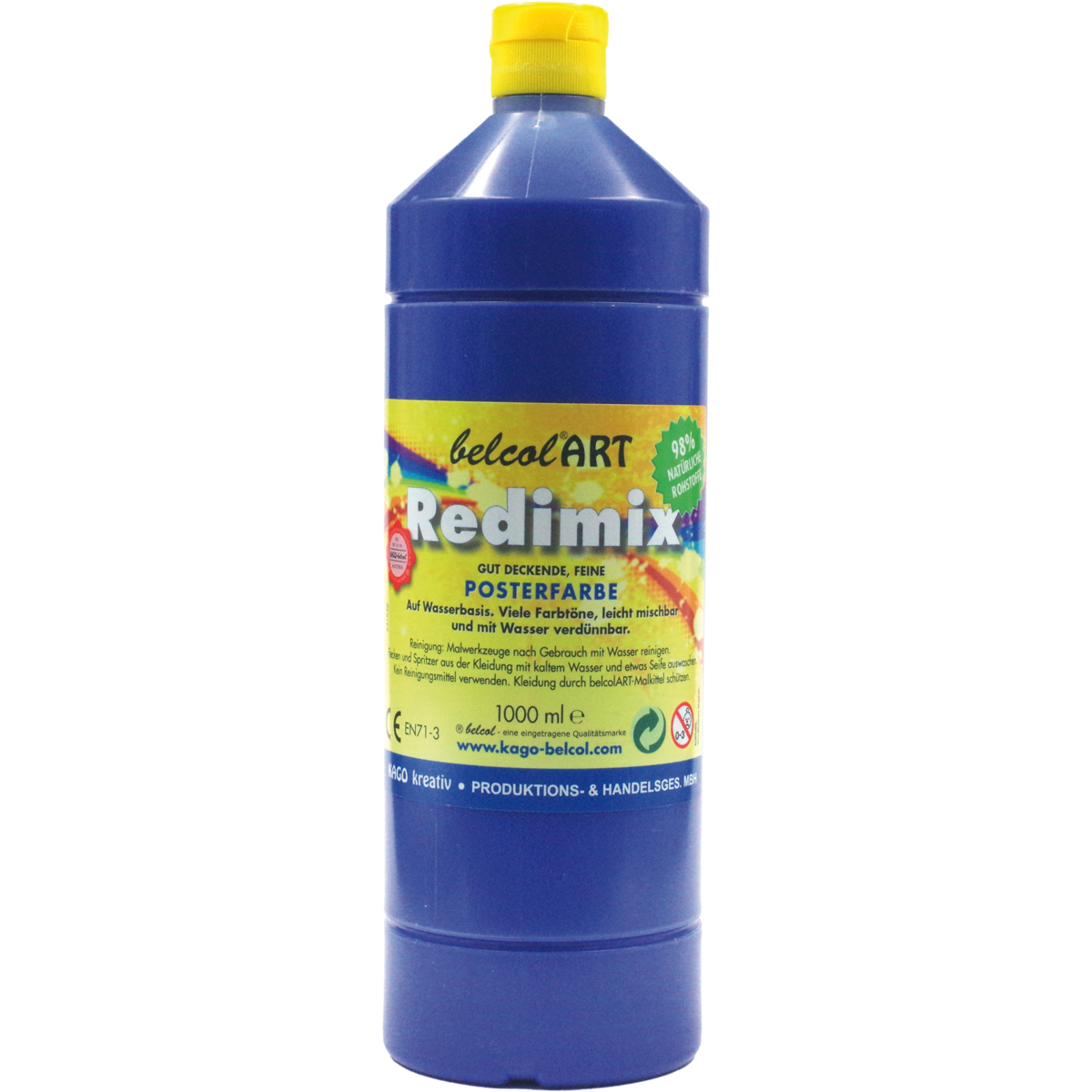 Kunstfarbe, Posterfarbe, Tubenflasche, Blau, 1000 ml, Posterfarbe, Hydrofarbig, Blau, Flasche, 1200ml