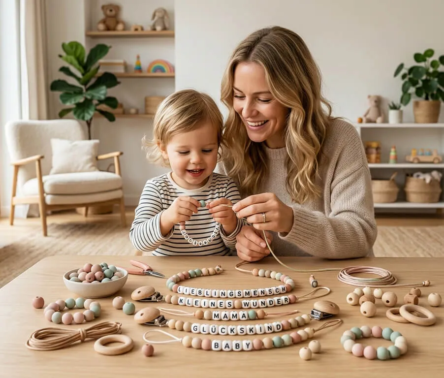 holzspielzeug, kette, baby, kind, perlen